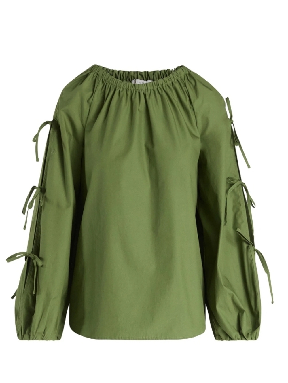 Free Assembly Women's and Women's Plus Gathered Neck Cotton Top with Long Tie